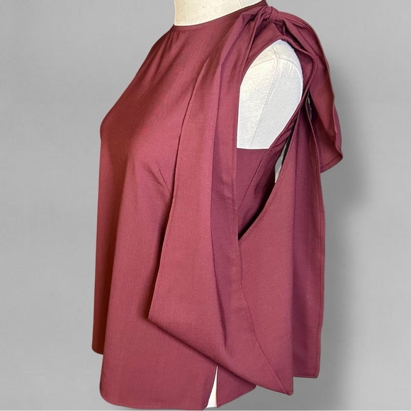 NWT Judith & Charles ‘Signac’ Scarf Blouse in Burgundy Red “Bordeaux” Size 0 - Picture 13 of 15